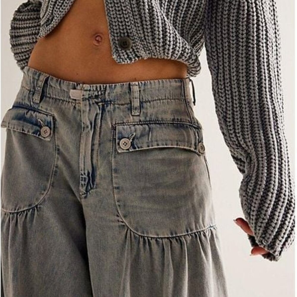 Free People Gray Wide-Leg Jeans - Picture 6 of 12